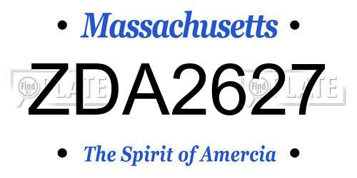 ZDA2627 Massachusetts License Plate