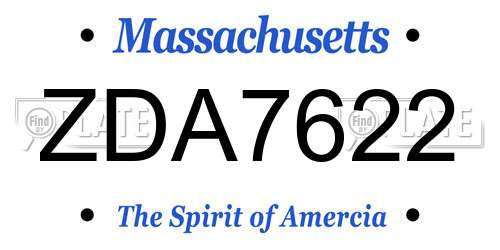ZDA7622 Massachusetts License Plate