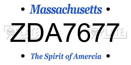 ZDA7677 Massachusetts License Plate