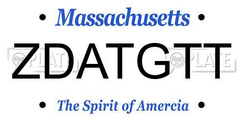 ZDATGTT Massachusetts License Plate
