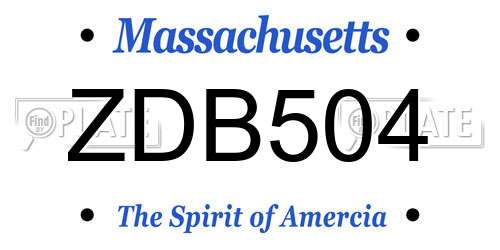 ZDB504 Massachusetts License Plate
