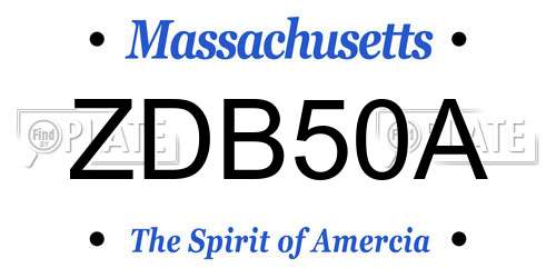 ZDB50A Massachusetts License Plate