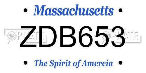 ZDB653 Massachusetts License Plate