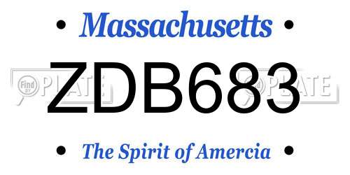 ZDB683 Massachusetts License Plate