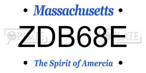 ZDB68E Massachusetts License Plate