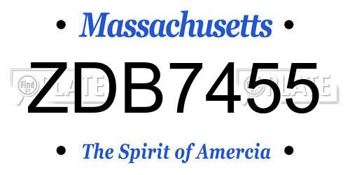 ZDB7455 Massachusetts License Plate