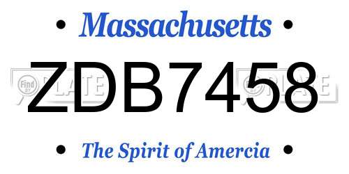 ZDB7458 Massachusetts License Plate
