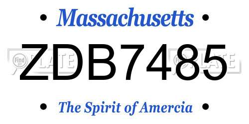 ZDB7485 Massachusetts License Plate