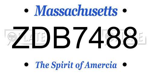 ZDB7488 Massachusetts License Plate