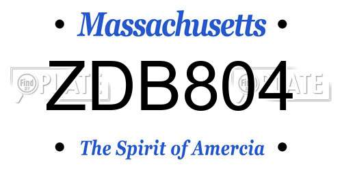 ZDB804 Massachusetts License Plate