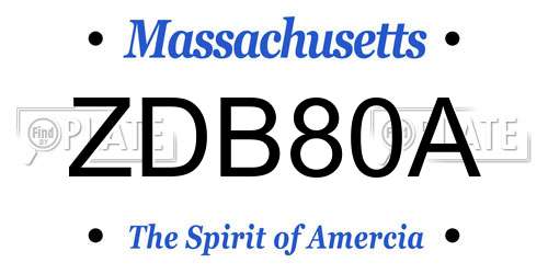 ZDB80A Massachusetts License Plate