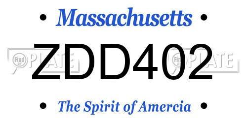 ZDD402 Massachusetts License Plate