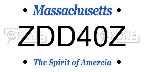 ZDD40Z Massachusetts License Plate
