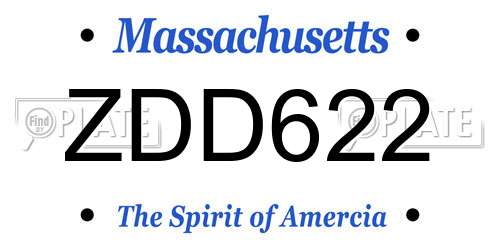 ZDD622 Massachusetts License Plate
