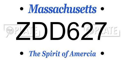 ZDD627 Massachusetts License Plate
