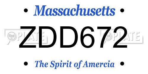 ZDD672 Massachusetts License Plate