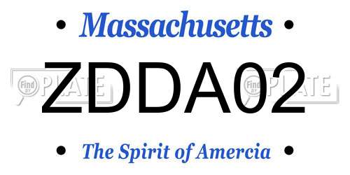 ZDDA02 Massachusetts License Plate