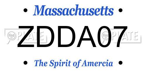ZDDA07 Massachusetts License Plate
