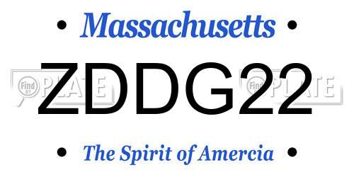 ZDDG22 Massachusetts License Plate
