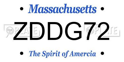 ZDDG72 Massachusetts License Plate