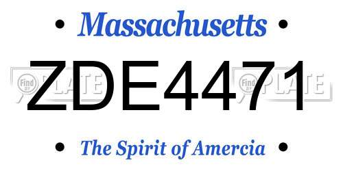 ZDE4471 Massachusetts License Plate
