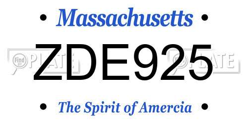 ZDE925 Massachusetts License Plate