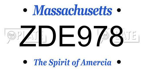 ZDE978 Massachusetts License Plate