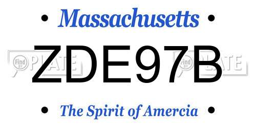 ZDE97B Massachusetts License Plate