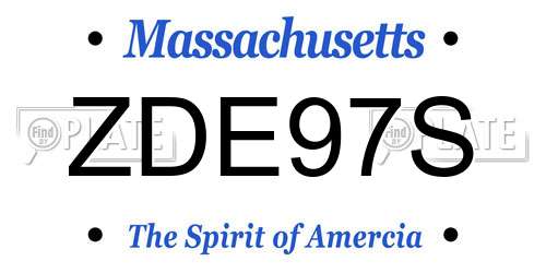 ZDE97S Massachusetts License Plate
