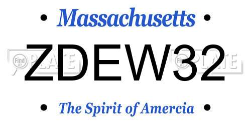 ZDEW32 Massachusetts License Plate