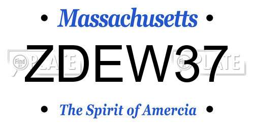 ZDEW37 Massachusetts License Plate