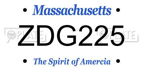 ZDG225 Massachusetts License Plate