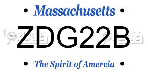 ZDG22B Massachusetts License Plate
