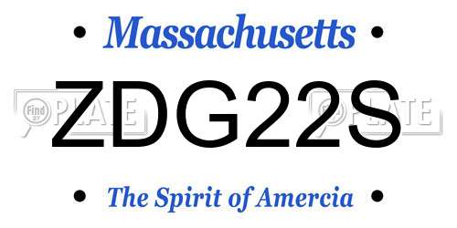 ZDG22S Massachusetts License Plate