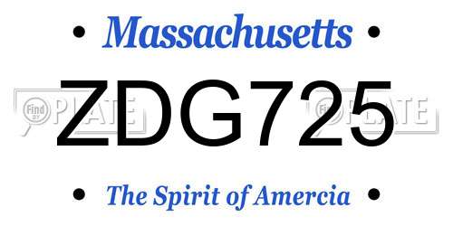 ZDG725 Massachusetts License Plate
