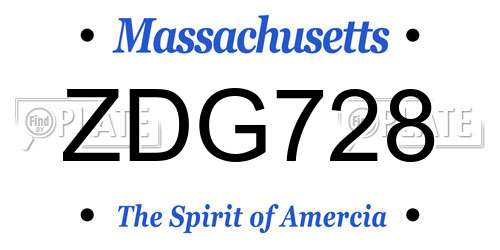 ZDG728 Massachusetts License Plate