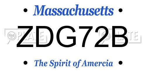 ZDG72B Massachusetts License Plate