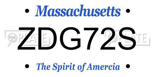 ZDG72S Massachusetts License Plate