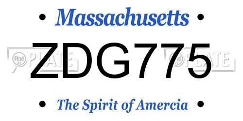 ZDG775 Massachusetts License Plate