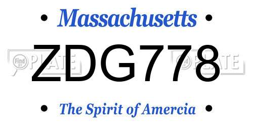 ZDG778 Massachusetts License Plate