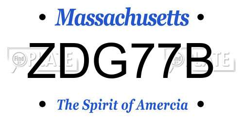 ZDG77B Massachusetts License Plate