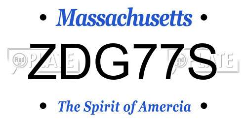 ZDG77S Massachusetts License Plate