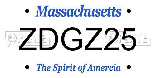 ZDGZ25 Massachusetts License Plate