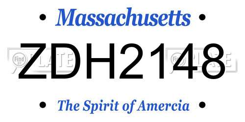 ZDH2148 Massachusetts License Plate