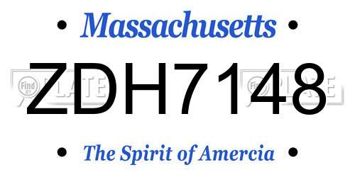 ZDH7148 Massachusetts License Plate