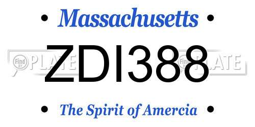 ZDI388 Massachusetts License Plate