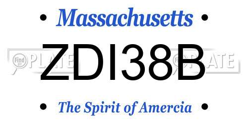 ZDI38B Massachusetts License Plate