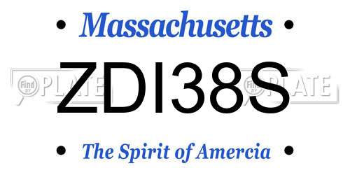 ZDI38S Massachusetts License Plate