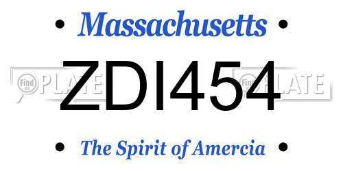 ZDI454 Massachusetts License Plate