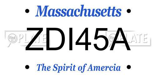 ZDI45A Massachusetts License Plate